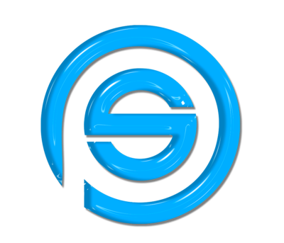 Blaues, glänzendes Logo auf Schwarz